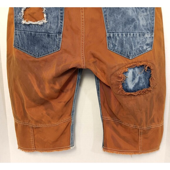 Vtg Y2K Shorts Jorts 36 Denim Acid Wash Loose Skater Grunge HipHop Distressed - Picture 9 of 12